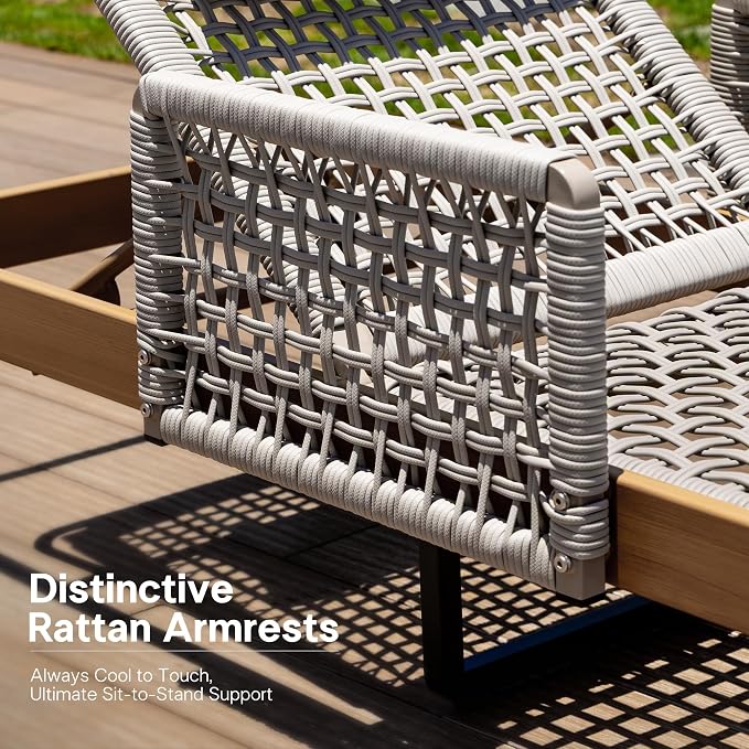 PURPLE LEAF 4 Pieces Outdoor Chaise Lounge Set Rattan Wicker Lounger - Image 5
