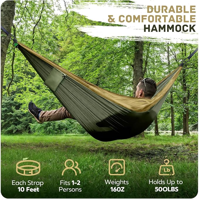 Camping Hammock Lightweight, Portable Hammocks Parachute Hammock - Image 6