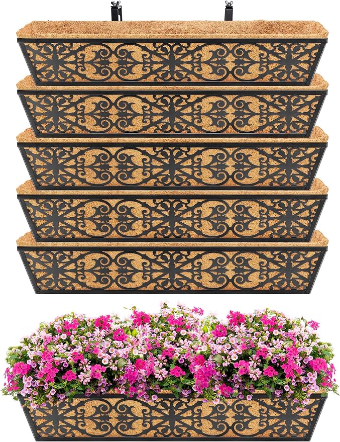 6 Pack 30 Inch Window Boxes Planters Railing Planter Box by KarlliuHOMEGARDEN