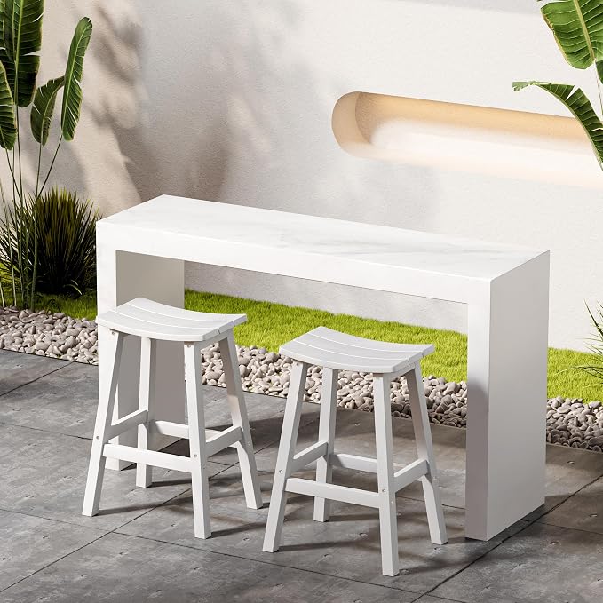 Outdoor Bar Stools Set of 2, Waterproof Barstools, - Image 9