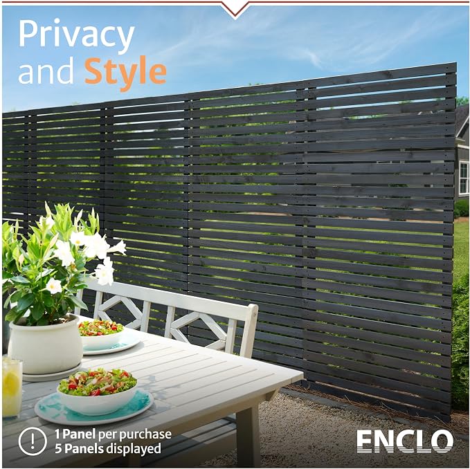 6ft H x 3.1ft W No Dig Enclo Aspen Charcoal Wood Privacy Screen, Decorative - Image 2