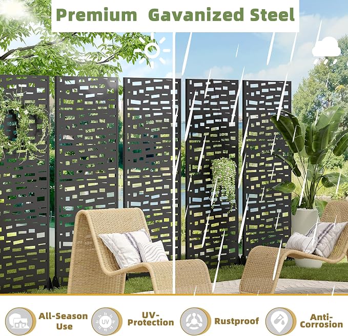 Casaphoria 72" H x 35" W Metal Outdoor Privacy Screen, Freestanding Decorative - Image 4