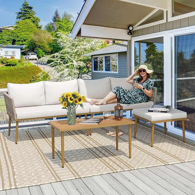 DWVO 6 Pieces Patio Furniture Set, L Couch Outdoor - Image 3