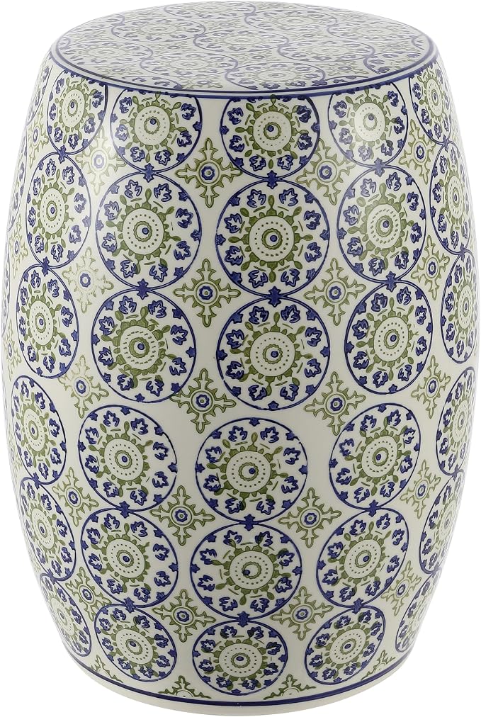 JONATHAN Y TBL1025A Lula 17.25" Suzani Ceramic Indoor/Outdoor Garden Stool by JONATHANY