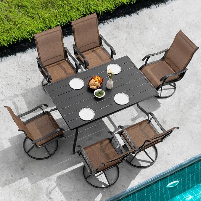NUU GARDEN Patio Dining Set 7 Pieces Outdoor Dining Set - Image 3