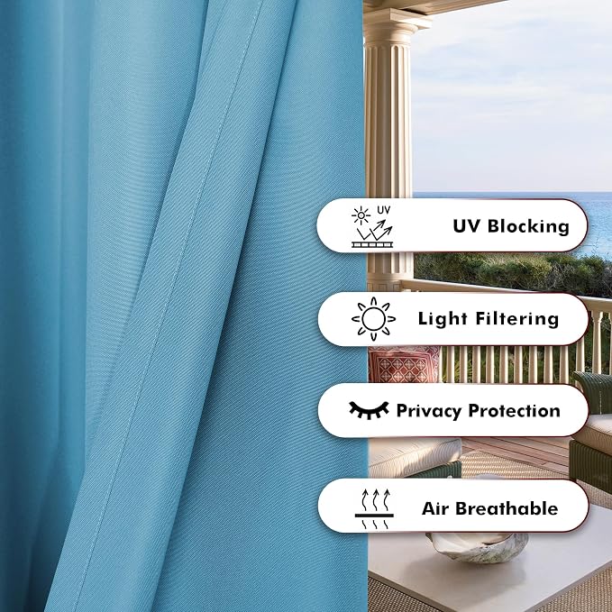 BONZER Outdoor Curtains for Patio Waterproof Thick Privacy Grommet Light - Image 4