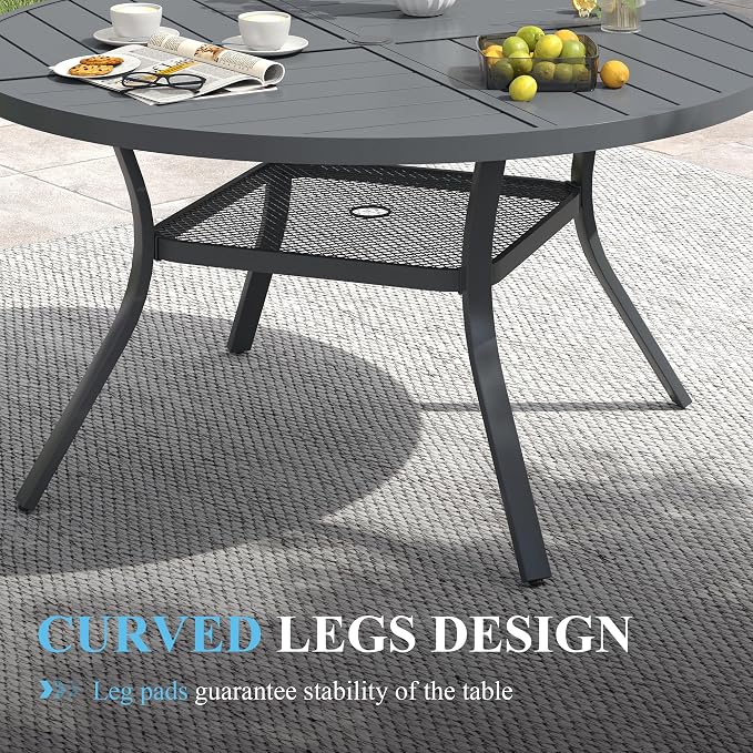 VICLLAX Patio Table and Chair Set of 6, All Weather Metal Round Outdoor Dining - Image 6