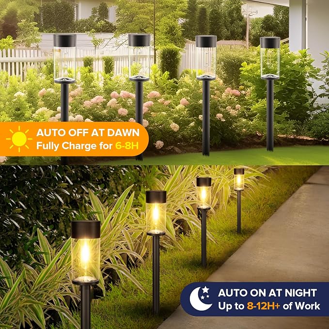 UME 8 Pack Solar Pathway Lights Outdoor, Bright Solar Garden Lights - Image 3