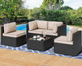 Shintenchi 5 Pieces Outdoor Patio Sectional Sofa Couch, Patio Conversation Sets by Shintenchi