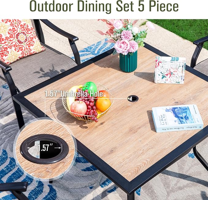 Sophia & William 5-Piece Outdoor Dining Set, 4 Comfortable Textilene Chairs and - Image 6