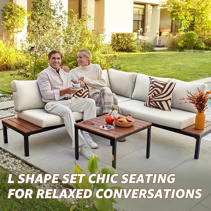 NATURAL EXPRESSIONS Outdoor Furniture Set, L Shape Patio Sectional, Metal - Image 4