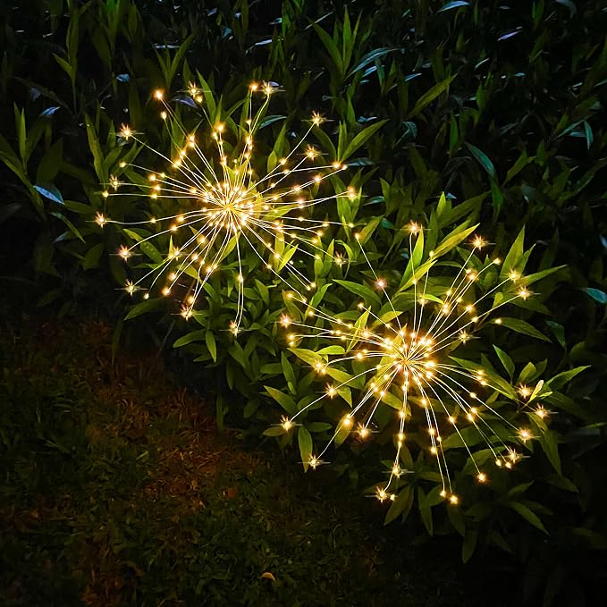 JJGoo Solar Firework Lights, 2 Pack 180 LEDs 2 Lighting Modes Solar Lights - Image 3