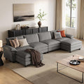 LINSY HOME 157'' Modular Sectional Sofa Grey Couch Corduroy Cloud Couches by LINSYHOME
