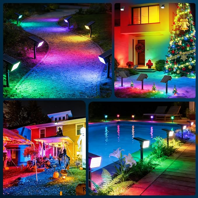 LANSOW 12 Pack Solar Spot Lights Outdoor Color Changing, 7 Modes Waterproof - Image 3