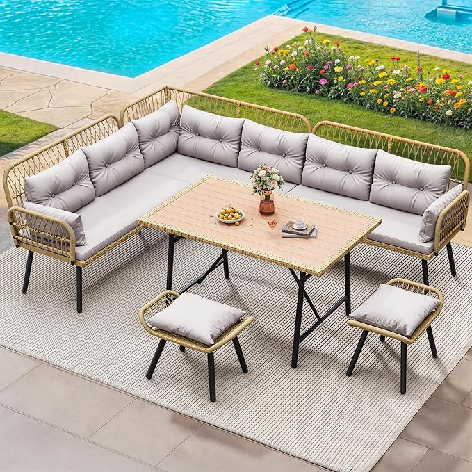 YITAHOME Patio Wicker L-Shaped Furniture Set, All-Weather Rattan Outdoor - Image 3