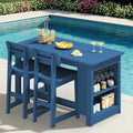 SERWALL 3-Piece Outdoor Counter Height Bar Set, HDPE Patio Bar Table by SERWALL
