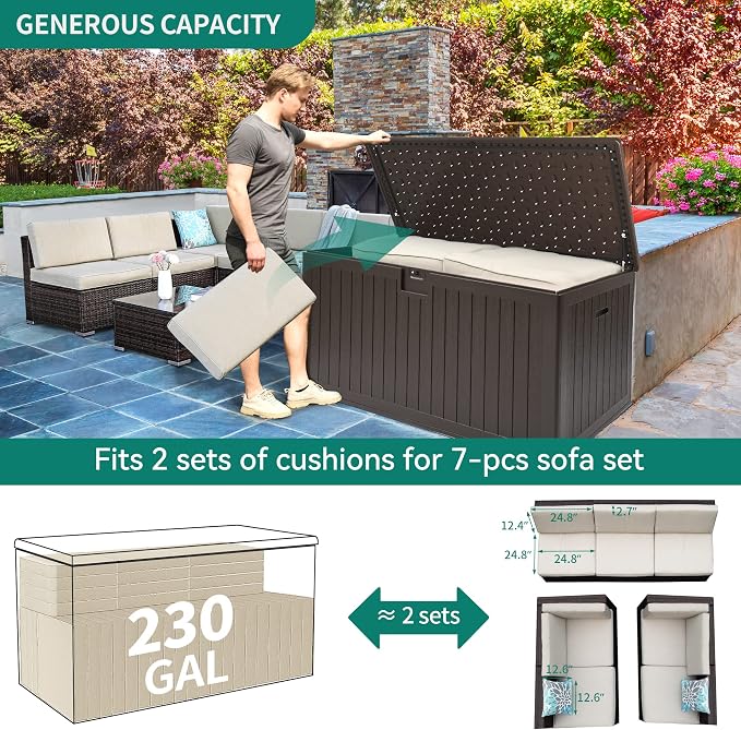 YITAHOME XXL 230 Gallon Large Deck Box, Outdoor Storage - Image 10