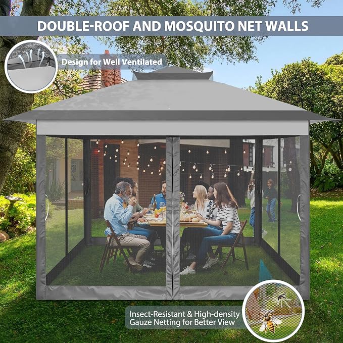 COBIZI 11x11 Pop Up Gazebo One-Push Canopy Tent, Carpas Para Patio, Outdoor - Image 4