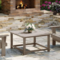 WestinTrends Malibu Low Outdoor HDPE Square Patio Coffee Table, Weathered Wood by WestinTrends