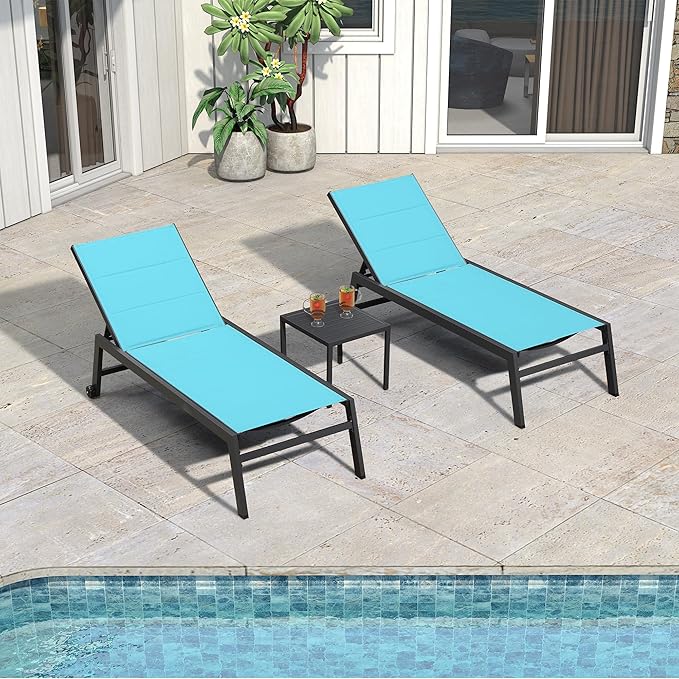 PURPLE LEAF Extra Large Outdoor Chaise Lounge 4 Pieces Aluminum Patio Lounge by PURPLELEAF