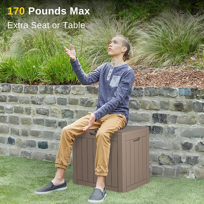 EAST OAK Outdoor Storage Box, 31 Gallon Deck Box, Waterproof Resin Storage Bin - Image 4