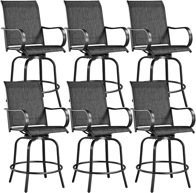 Yaheetech Patio Swivel Barstools Outdoor Chairs Set of 6, High Bistro Stools by Yaheetech