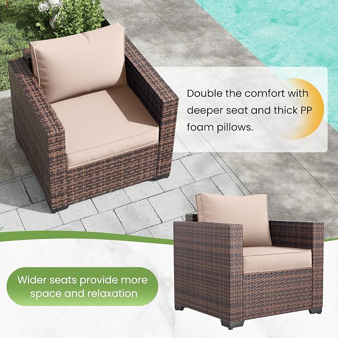 Amopatio Wicker Outdoor Sofa & Patio Couch Set - Image 3