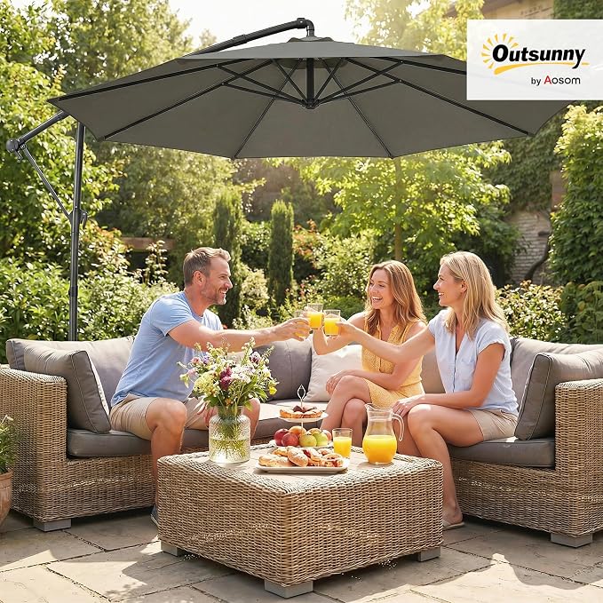 Outsunny 10 ft Offset Patio Umbrella - Image 2
