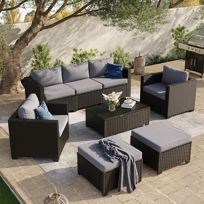 Aoxun 8 Piece Outdoor Patio Furniture Set 7 Seats, Outdoor Sectional by Aoxun