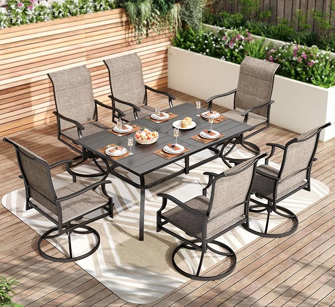 PHI VILLA 7 PCS Patio Dining Set, Outdoor Table & Chairs Set by PHIVILLAThepioneerofcomfortablehouseholdsupplies