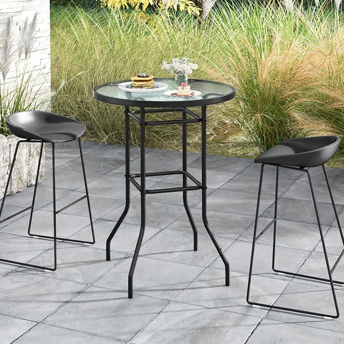 Tangkula 27 Inches Patio Bar Table, Round Bar Height Bistro Table - Image 8