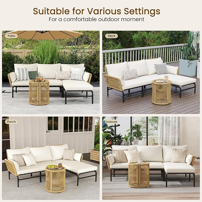 Yaheetech 3 Pieces L-Shaped Conversation Sofa Set, Outdoor Patio Furniture Set - Image 6