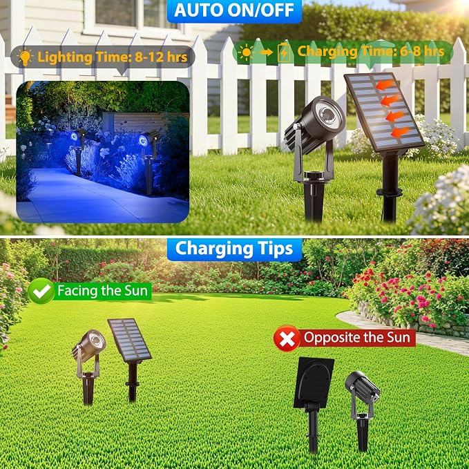 T-SUNUS Solar Spot Lights Blue Metal Outdoor Christmas Spotlights - Image 2