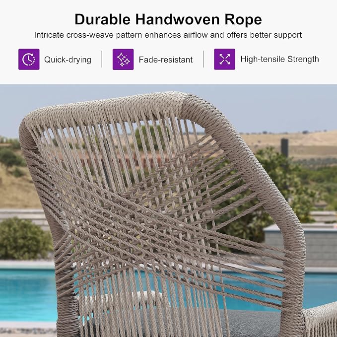 PURPLE LEAF Patio Bar Stool Counter Height Set of 4 Outdoor Rattan Chairs - Image 6