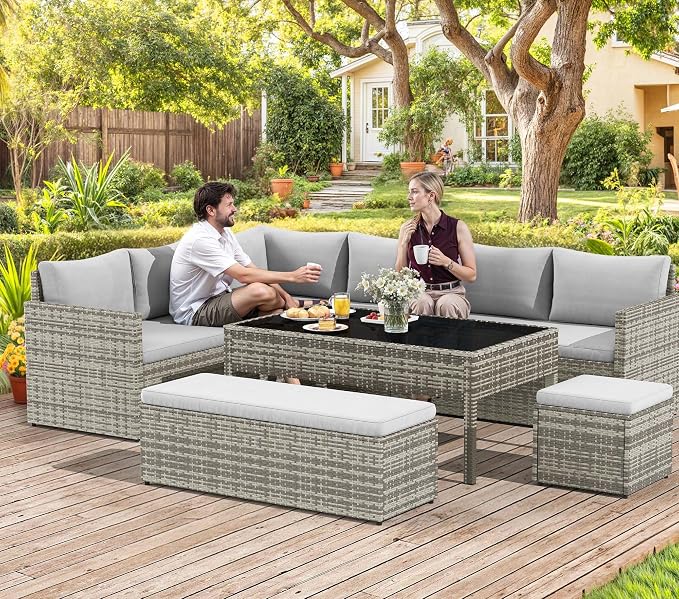 YITAHOME 9-Piece Patio Furniture Set, All-Weather Wicker Outdoor Sectional Sofa - Image 2