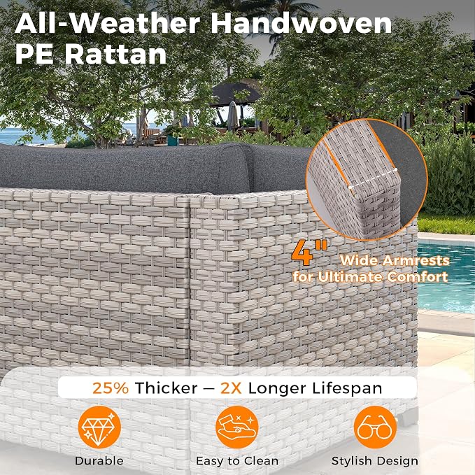 10-Seat Outdoor Wicker Patio Furniture Set - Image 4
