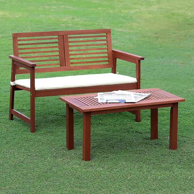 Furinno FG161167 Tioman Hardwood Outdoor Bench in Teak Oil - Image 2