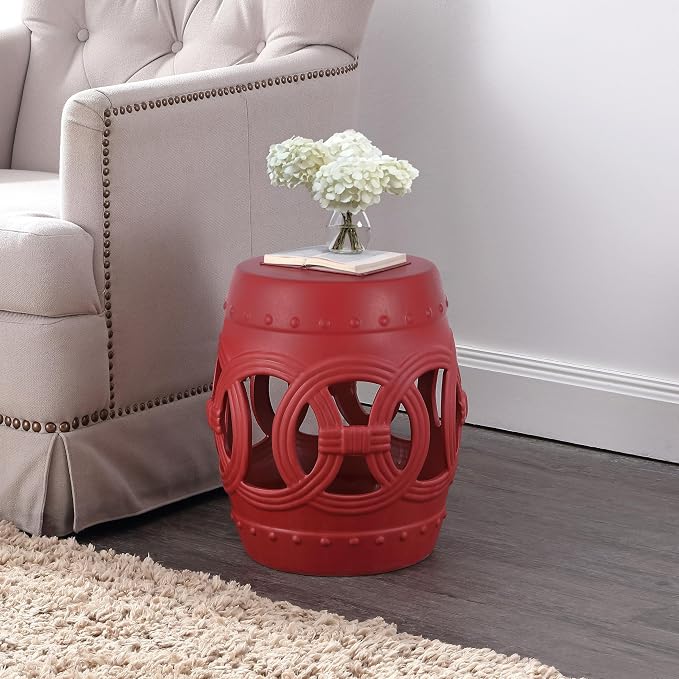 JONATHAN Y TBL1022C Lucky Coins 16" Chinese Ceramic Drum Indoor/Outdoor Garden - Image 6
