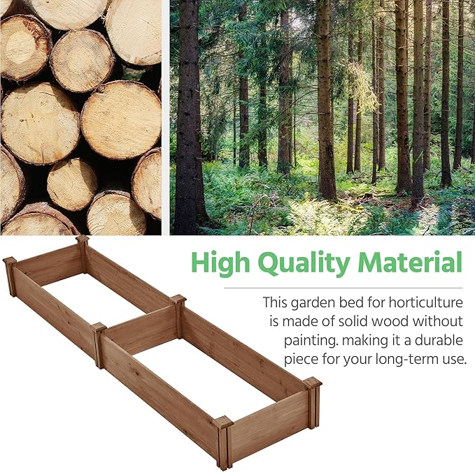 Yaheetech 8x2ft Wooden Horticulture Raised Garden Bed Divisible Elevated - Image 6