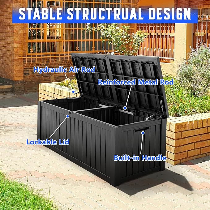 Outdoor Storage Box, Resin Deck Boxes Indoor and outdoor, Waterproof Storage - Image 3
