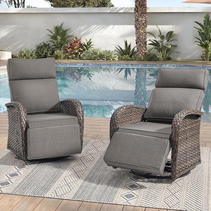 Zero Gravity Patio Swivel Rocking Recliner Chairs Set of 2 by JelwalyPatioFurnitureSet