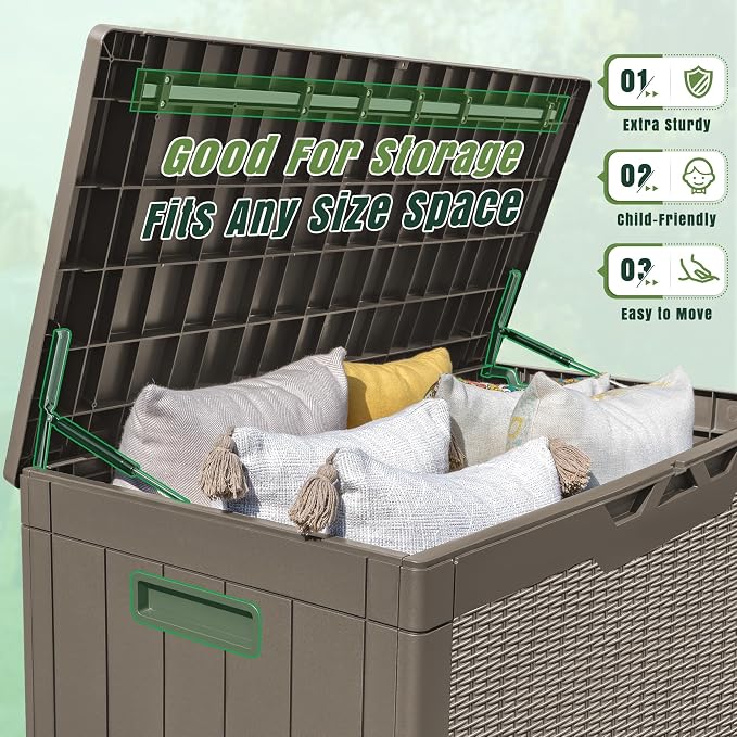 Greesum 100 Gallon Resin Deck Box Large Outdoor Storage - Image 6