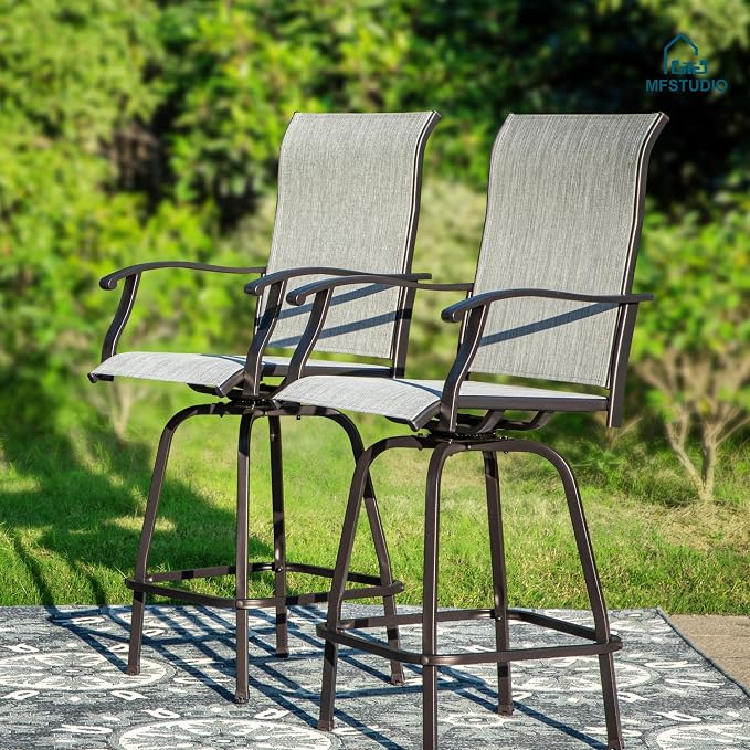 MFSTUDIO Outdoor Bar Stools Set of 2, Swivel Bar Height Patio Chairs Outdoor - Image 8