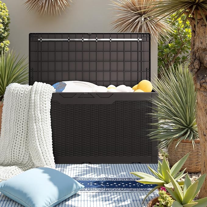 JUMMICO 100 Gallon Resin Deck Box, Waterproof Outdoor Storage Box - Image 7