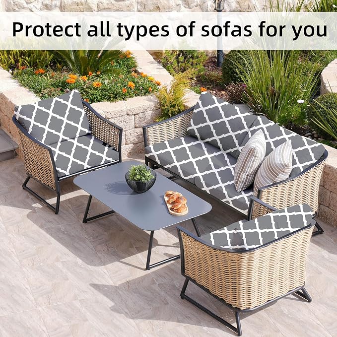 8Pcs Stretch Patio Cushion Covers, Outdoor Couch Covers Replacement, Outdoor - Image 4