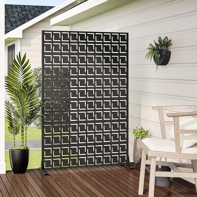 Casaphoria 72" H x 47" W Metal Privacy Screen, Outdoor Freestanding Decorative - Image 3