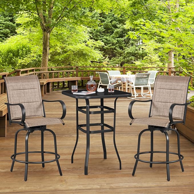Yaheetech 6 Piece Patio Swivel Bar Stools Texteline Bistro Chairs - Image 2