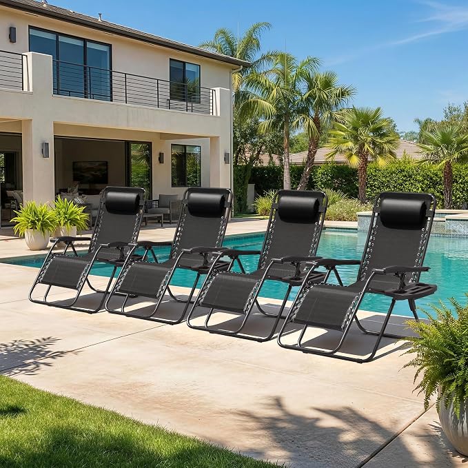 Homall Zero Gravity Chair Patio Folding Lawn Outdoor Lounge Gravity Camp - Image 2