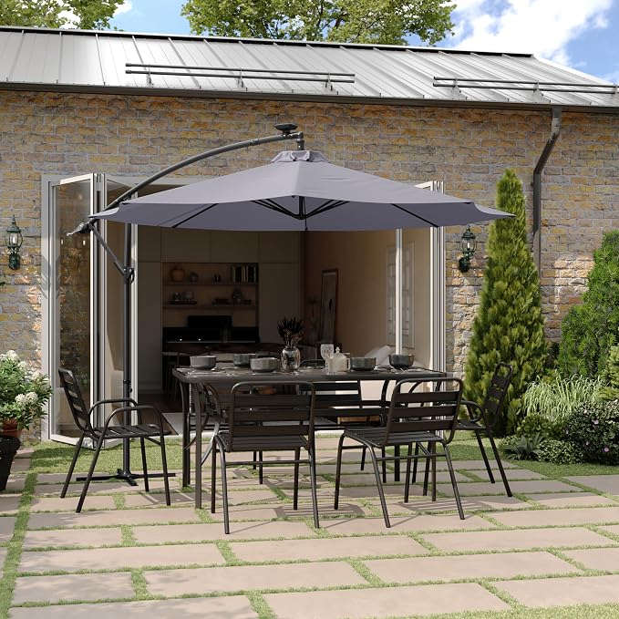 Flash Furniture Sedona Round Solar Cantilever Umbrella, Commercial Grade by FlashFurniture