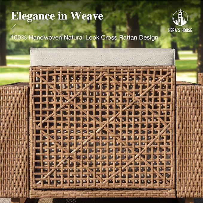 HERA'S HOUSE Patio Furniture Set, 4 Pieces Sectional Outdoor Rattan Wicker Sofa - Image 6